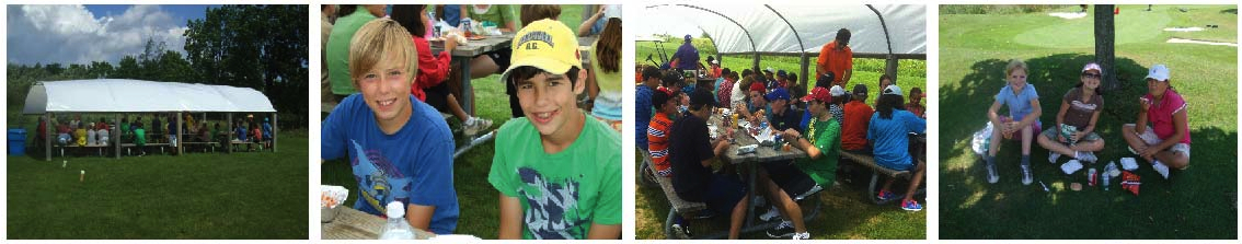 Enjoying lunch at our kids golf camp